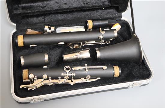 A cased Prelude clarinet